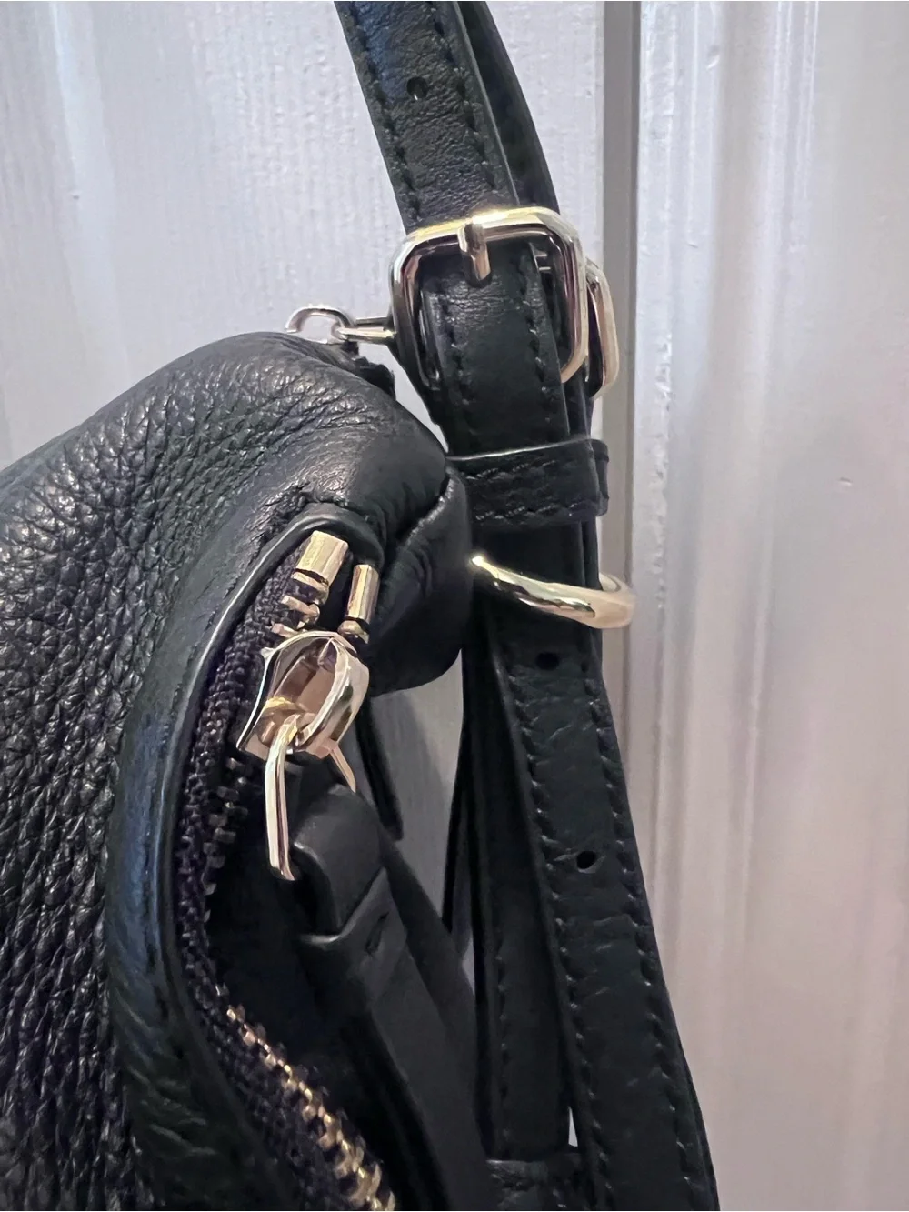 Vince Camuto Black Pebbled Leather Hobo Shoulder Bag